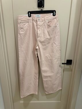Agolde High Rise REN Wide Leg Jeans in Light Blush Pink
